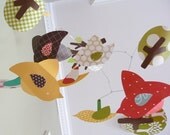 Woodland Bird Mobile, baby mobile, bird mobile, custom mobile, animal mobile, modern nursery decor, baby room, art, baby gift, stimulating