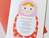 Matryoshka Birthday Party Invitations, Russian nesting doll, shower invitations, modern design, DIGITAL FILE