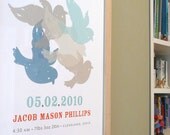 Flying Birds Print, custom baby print, birth date print, kids wall art, personalized nursery print, modern nursery, name print, CUSTOM 11x14