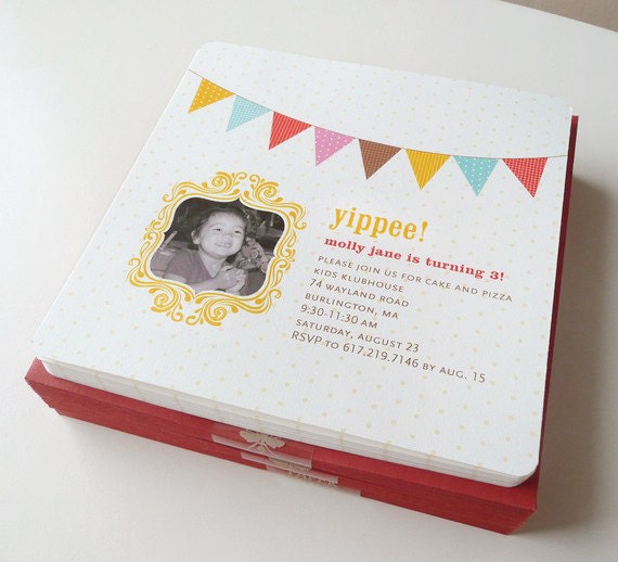 Bunting Flags Birthday Party Shower Invitation, DIGITAL FILE
