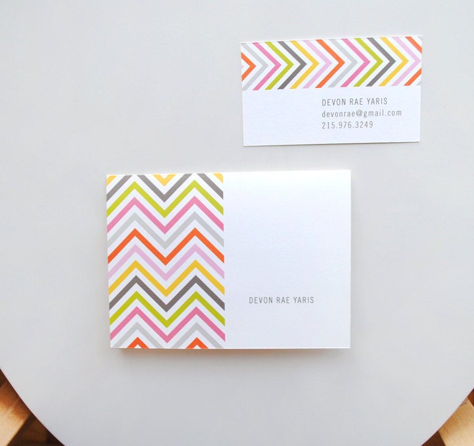 Personalized Chevron Stationery Note Cards, modern thank you note cards, hostess gift, housewarming gift, kids stationery, SET OF 10