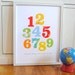 Patterned Numbers Print Primary Colors modern graphic nursery wall art poster  - ready to ship - 11x14