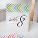 Chevron Table Numbers - modern graphic wedding table cards - custom colors - SET OF 10