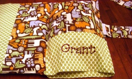 Nap Mat Cover with Attached Pillowcase - Chocolate Zoo - Monogrammed Free