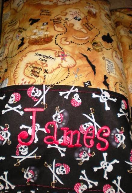 Nap Mat Cover with Attached Pillowcase Treasure Island Free Monogram