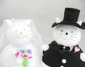 Bride and Groom Cat Pincushions Kimmy and Grant cute felt kitty cat collectable or gift for animal lover...MADE-TO-ORDER