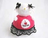 Cat Pincushion "I Love Nerds" Mindy cute felt kitty cat collectable or gift for animal lover...MADE-TO-ORDER