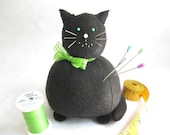 Black Cat Pincushion Roger cute felt kitty cat collectable or gift for animal lover...MADE-TO-ORDER