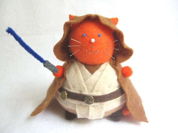 Star Wars Obi Wan Kenobi Inspired Cat Pincushion cute felt kitty cat collectable or gift for animal lover...MADE-TO-ORDER