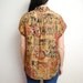 vintage 1980s / abstract print / silk / blouse / over size / neutral / short sleeves