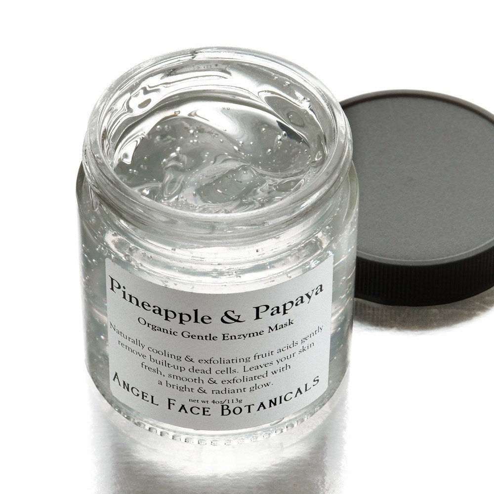 Pineapple and Papaya Exfoliating Enzyme Mask - Cooling - Hydrating - Renewing Organic Facial Care for All Skin Types 4 oz