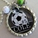 Soccer Necklace, Team Colors with Personalized Name and Number Bottle Cap Necklace  - Club, All Star, Team Party