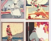 Vogue/Art Deco Greyhound Dog Art Notecards Set of 4 w/env