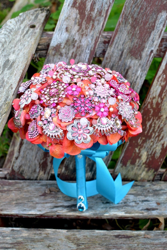 Deposit for an Indian summer brooch bridal bouquet -- made-to-order wedding bouquet