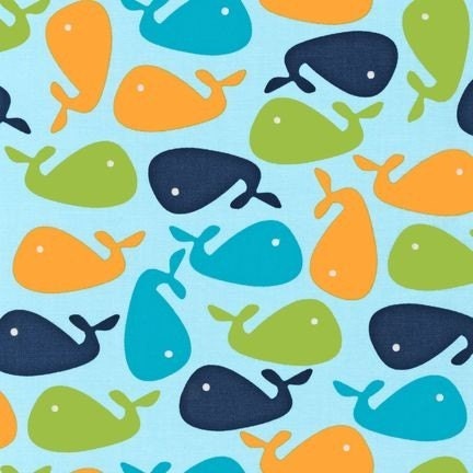 Robert Kaufman Urban Zoologie Bermuda Whales Cotton Quilting Fabric 1 Yard
