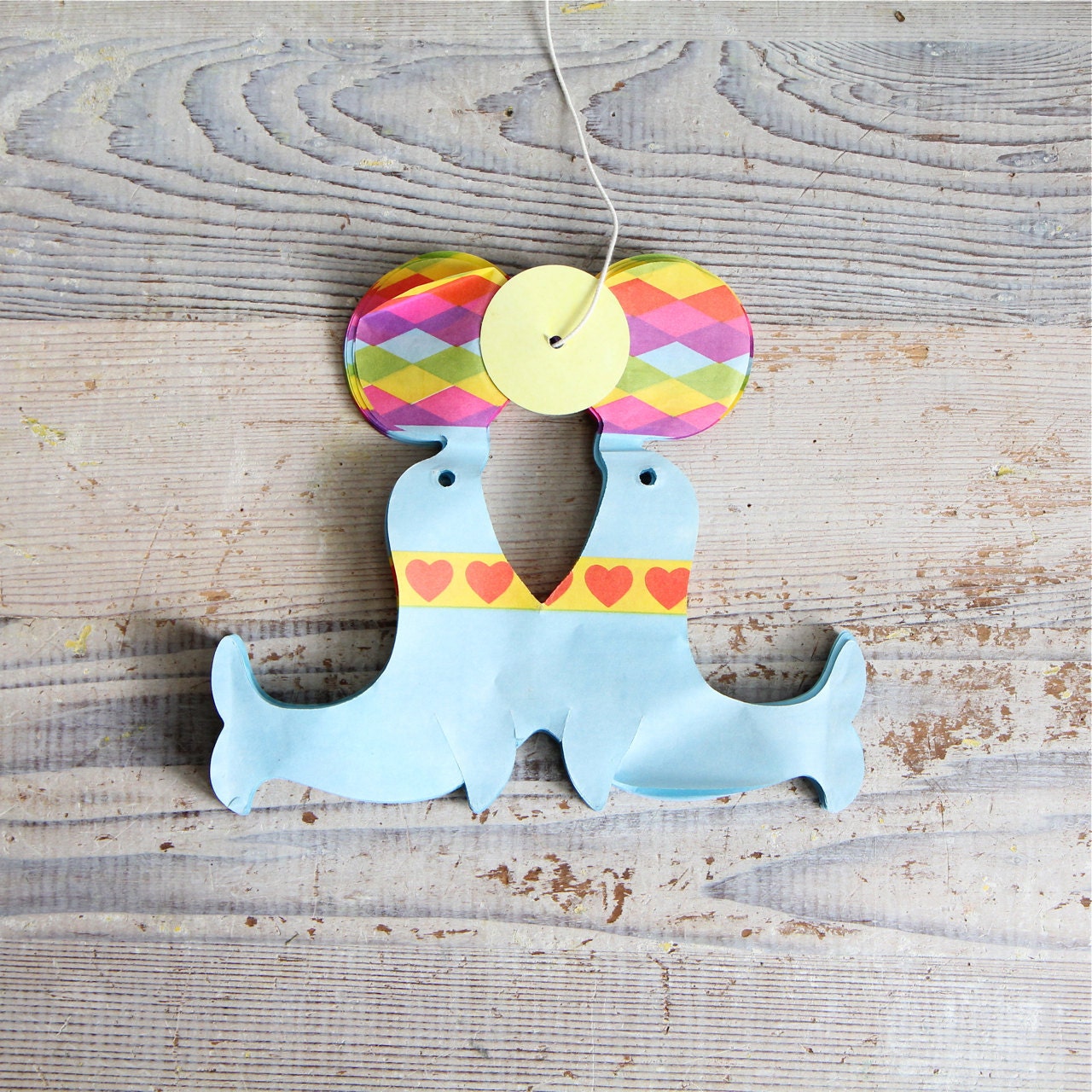 ON SALE  Vintage Crepe Paper Garland - Circus Neon