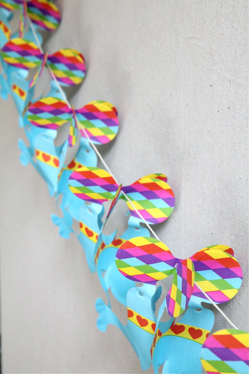 ON SALE  Vintage Crepe Paper Garland - Circus Neon