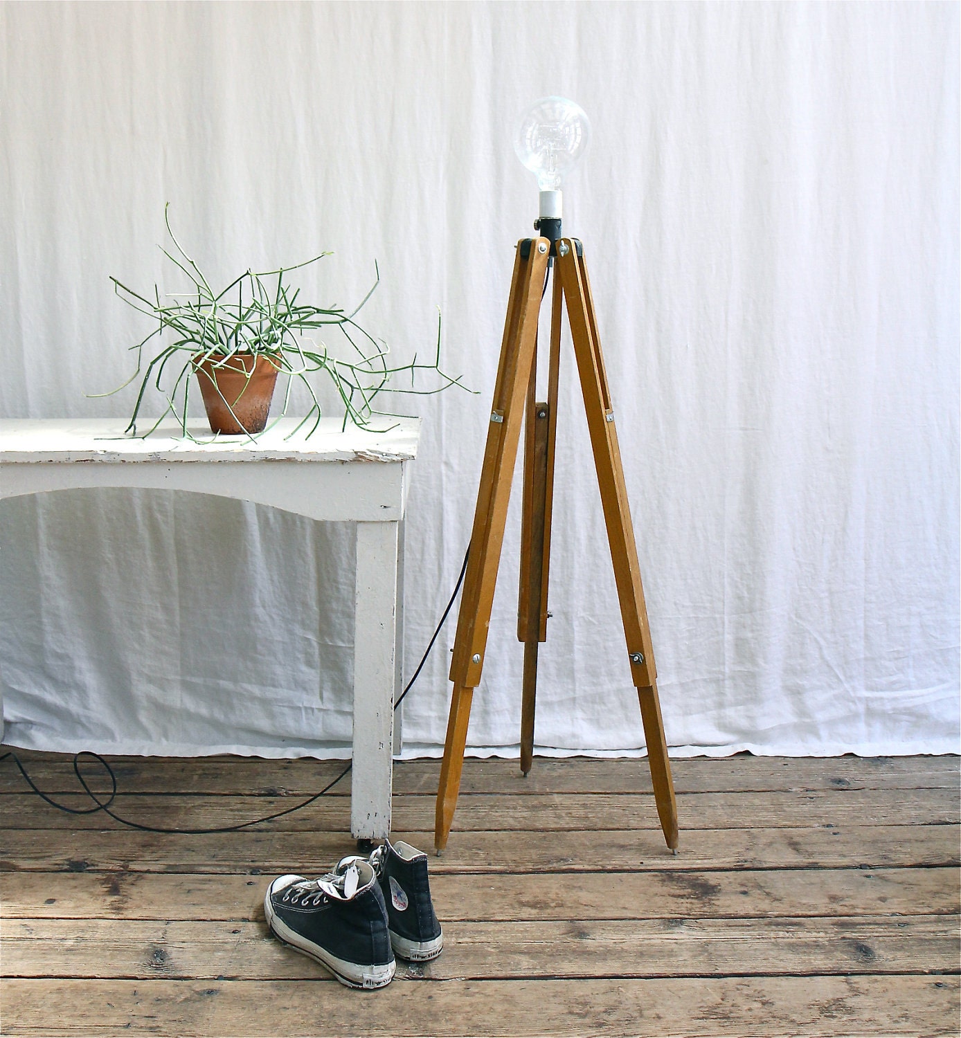 ON HOLD Vintage Industrial Modern Geometric Tripod Lamp - OOAK
