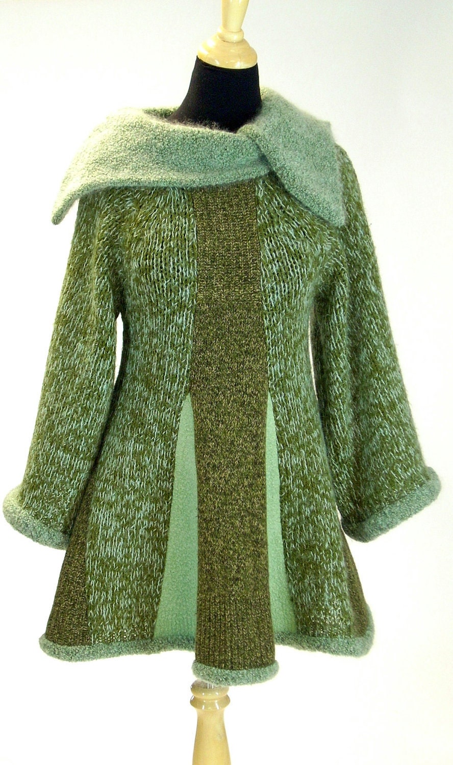 Sweater Tunic, Green Mohair, Size Medium- Large (10-12-14) Pixie Style
