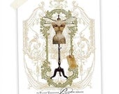 Art Nouveau, Mannequin, Art Print, Dressform, French, Vintage, Dragonfly, Autumn, Fall, Collage