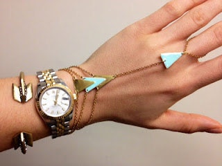 Bracelet ring - arrow - triangle - mint - gold
