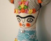 Blue Frida  -  set of 4 postcards  -  photo print  -  art doll  -  Frida Kahlo doll