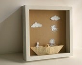 My Paper Boat - Original paper diorama - Shadow box