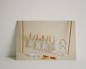 Washing Cats - Set of 4 postcards - Photo print - Paper diorama