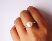 Classic Pearl Ring- Made to order sterling silver and freshwater pearl ring.