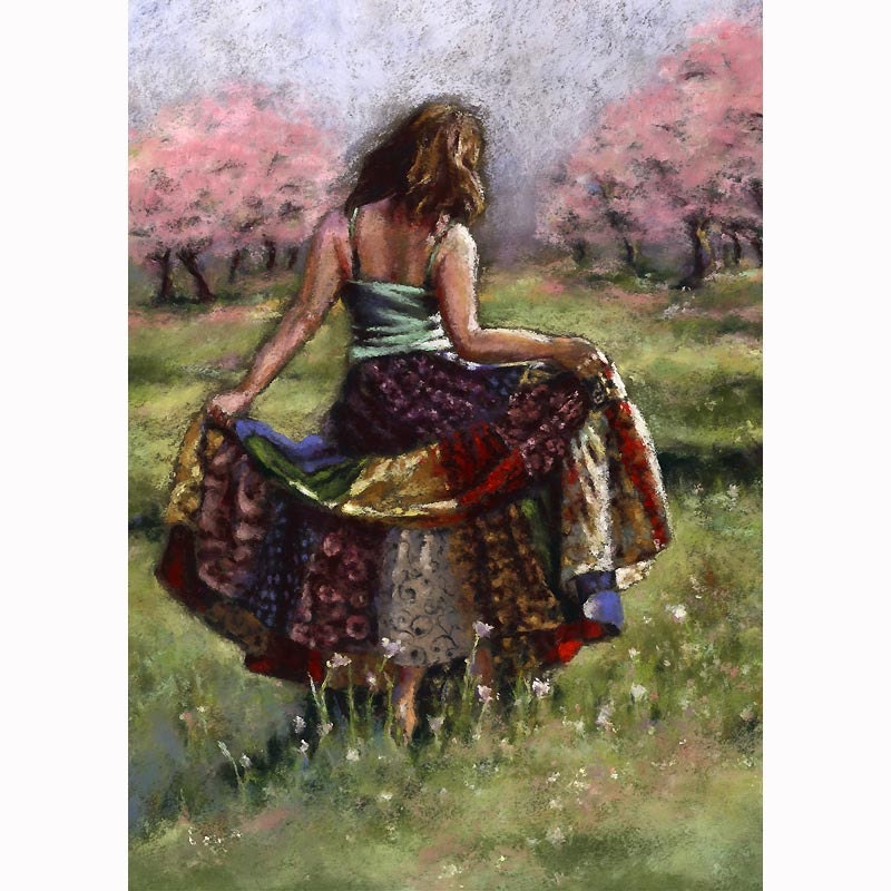 woman dancing Print - figure landscape Painting - 8 x 12 - Summer Smiles -  Alisa Wilcher