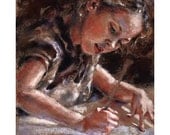 Original Pastel Painting - portrait girl - the Little Artist -  Alisa Wilcher