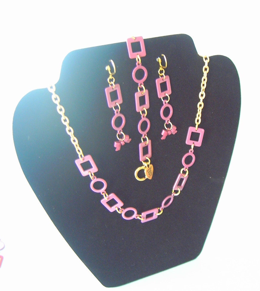 Purple mod 3 piece set-necklace, bracelet and earrings