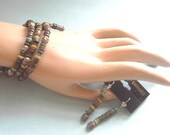 Egyptian mummy beads wrist wrap bracelet with earrings