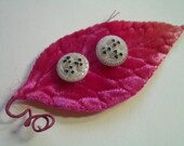 2 Antique Shamrock Buttons -  Lustered White Glass