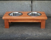Custom Stained Elevated Dog Bowl Feeder 4.5" Tall with 1-Pint Bowls
