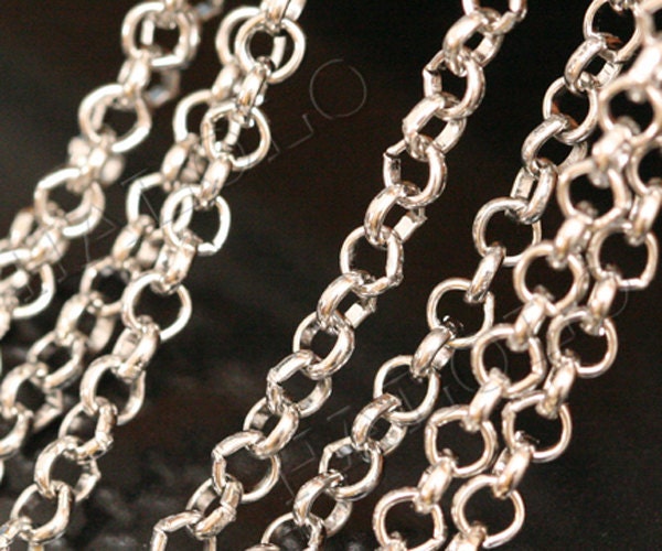 10feet rhodium finish rollo rolo chain 4mm CH98B