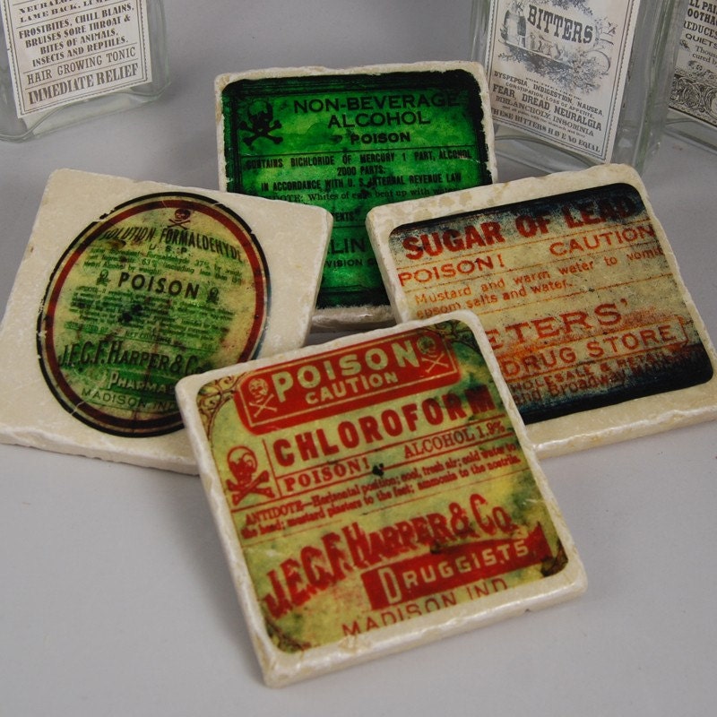 Poison Label Coasters