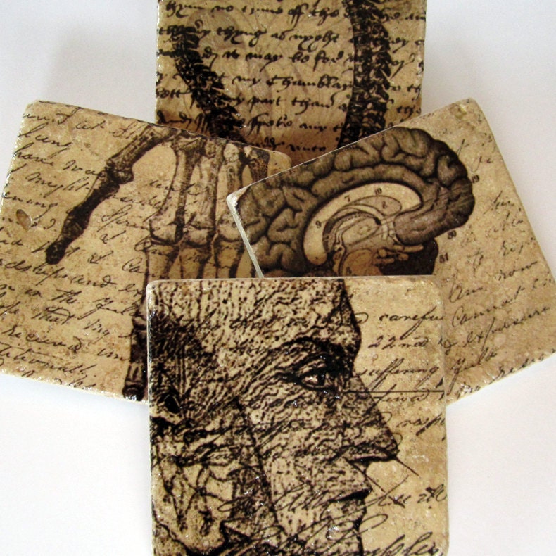 Vintage Medical stone coaster set