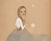 Book Girl 2 print of original drawing