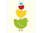 Children's Wall Art / Nursery Decor  Stacked Birds 8x10 inch print by Finny and Zook