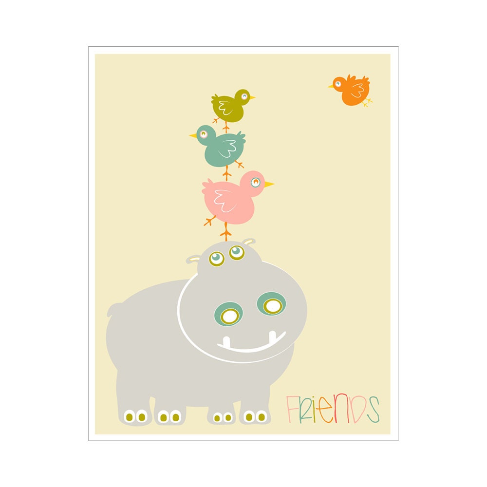 Children's Wall Art / Nursery Decor friends 8x10 inch print by Finny and Zook