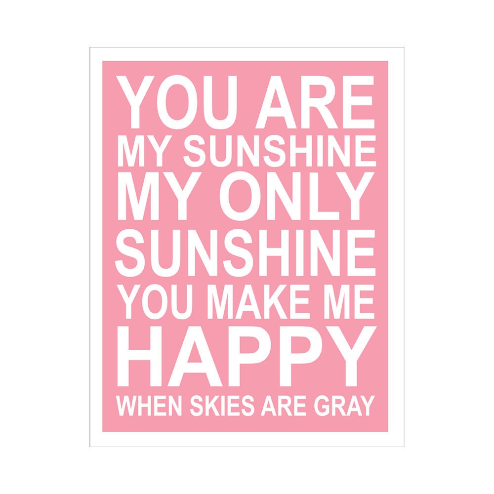 Children's Wall Art / Nursery Decor You Are My Sunshine... 8x10  inch print by Finny and Zook