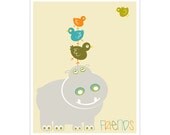 Children's Wall Art / Nursery Decor  Friends 8x10 inch print by Finny and Zook