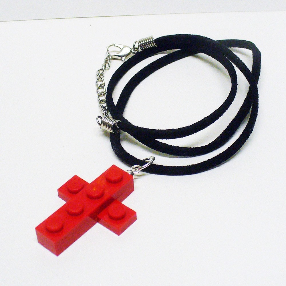 Mini Red Cross Pendant and Necklace