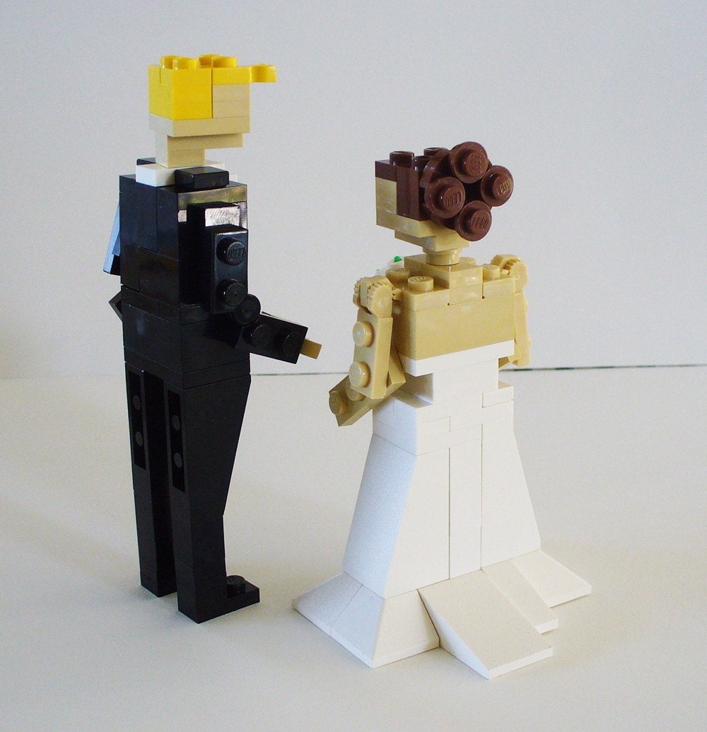Custom made LEGO Bride and Groom Wedding Cake Topper