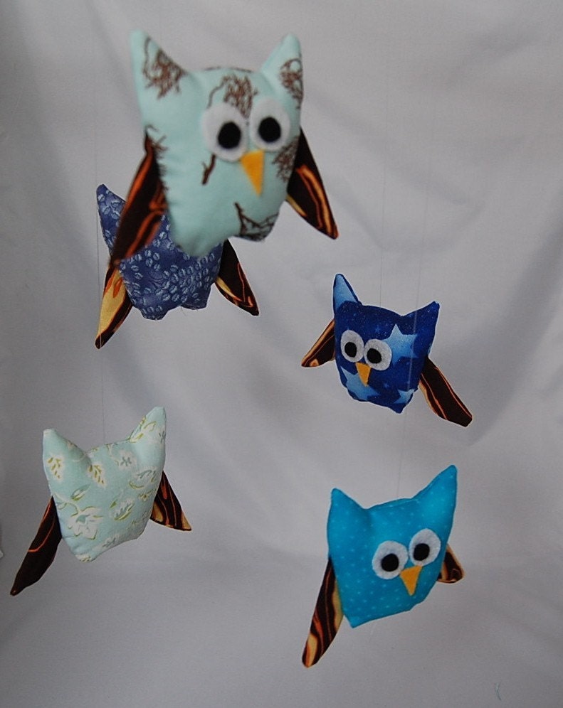 Baby Owl Mobile - Made to Order - Little Boy Blue