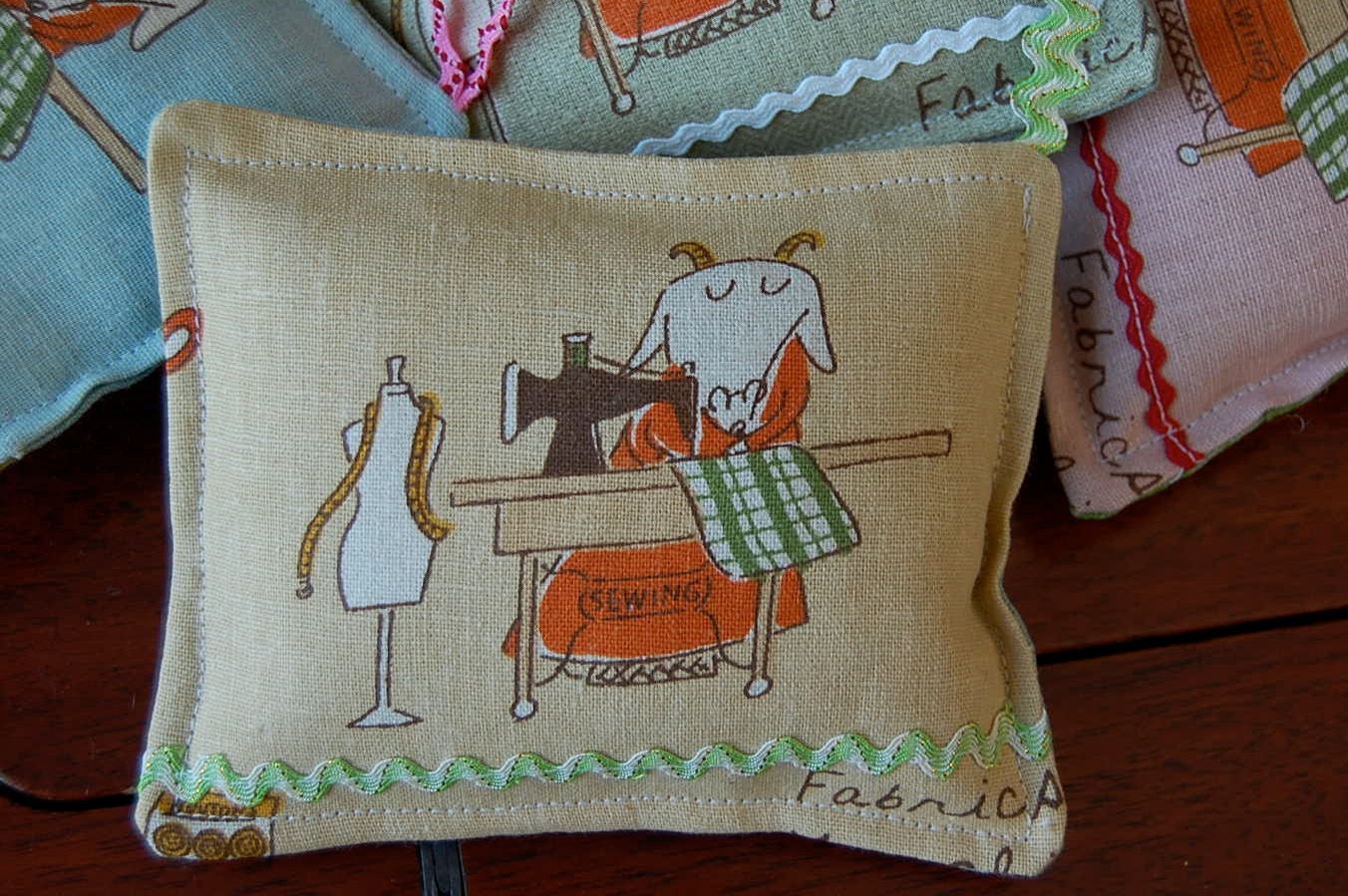 Sewing Goat Pincushion or Tree Ornament - Yellow