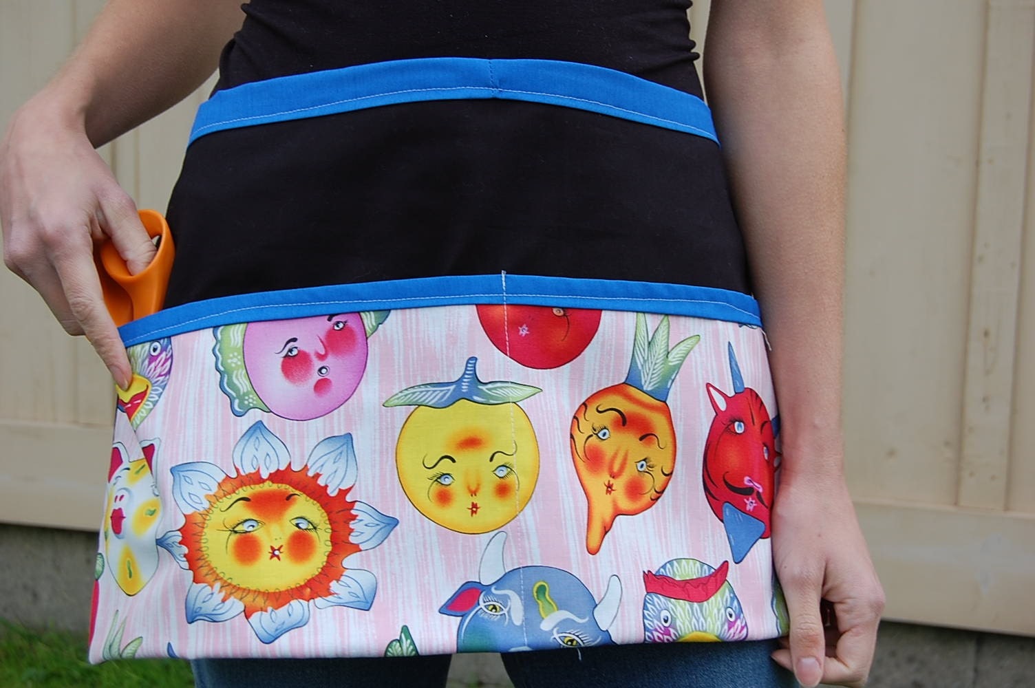 Craft Vendor Apron - Crazy Colorful Faces Vegetables
