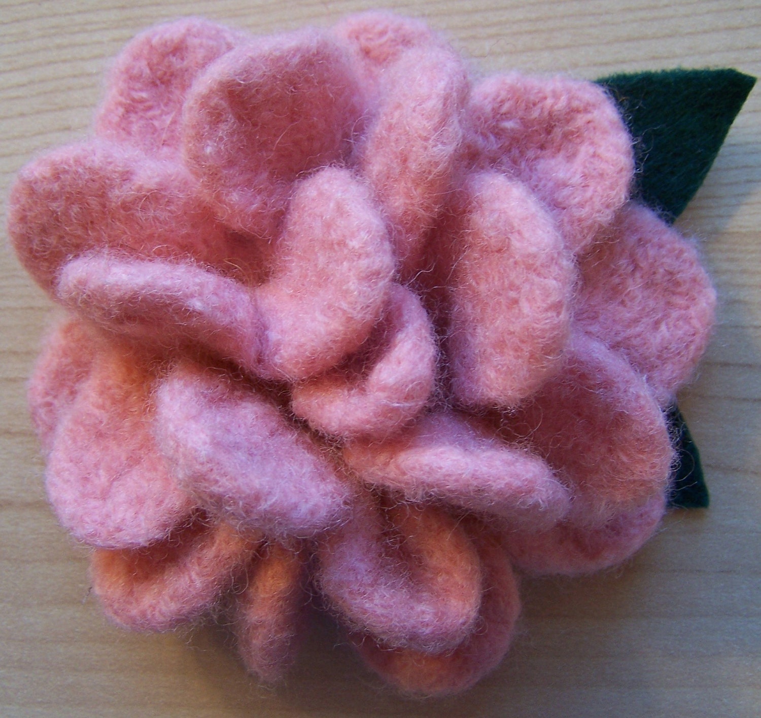 It's a Peachy Keen Crocheted Felted Flower Brooche