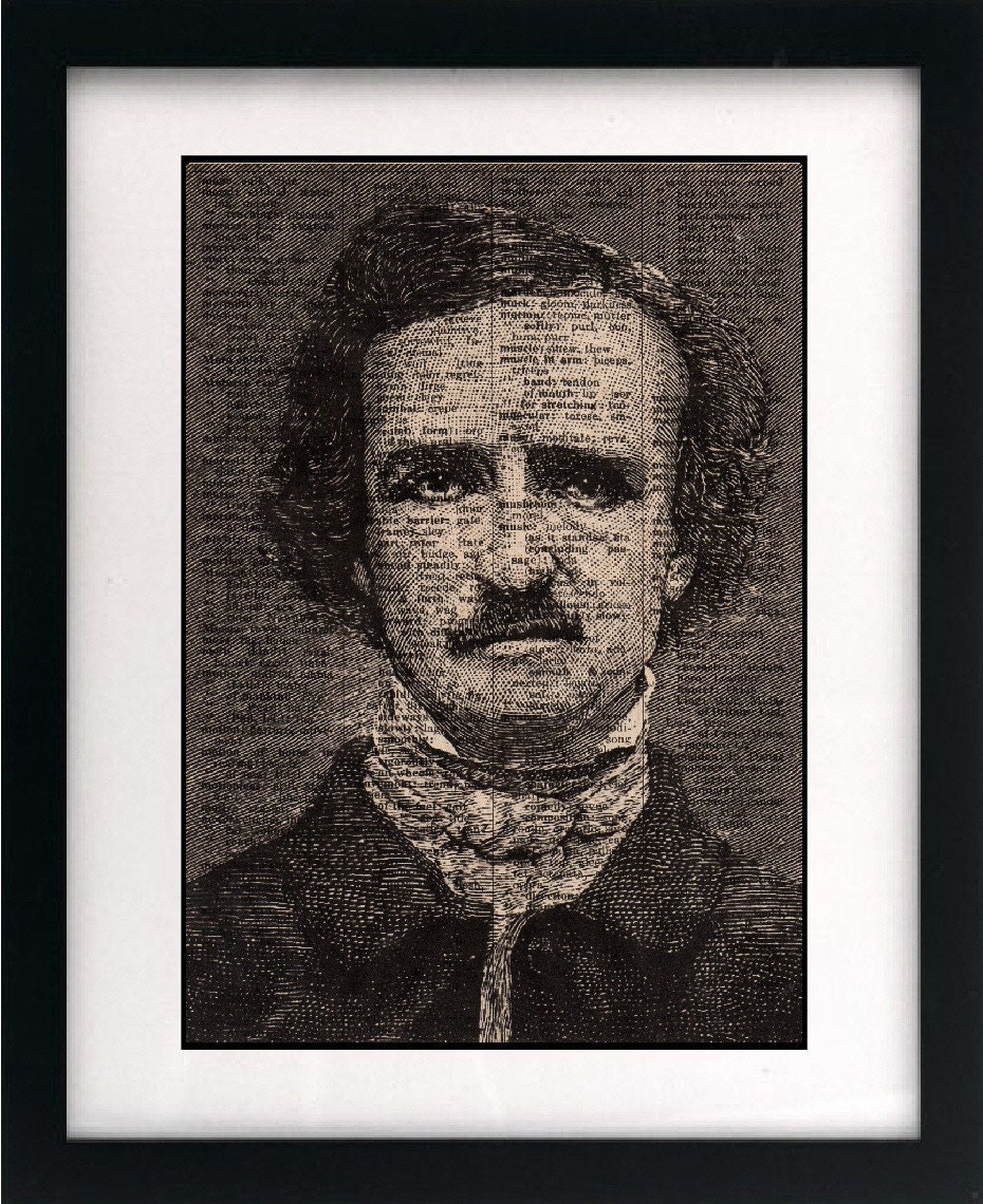 edgar allan poe art print - vintage dictionary print - vintage book page print - unique gift